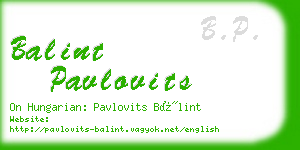 balint pavlovits business card